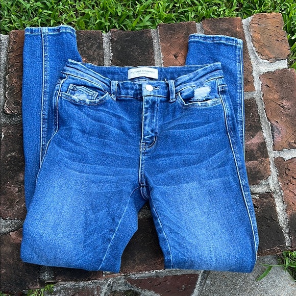 Flying Monkey Denim - Flying monkey distressed mid-rise skinny blue jeans size 29